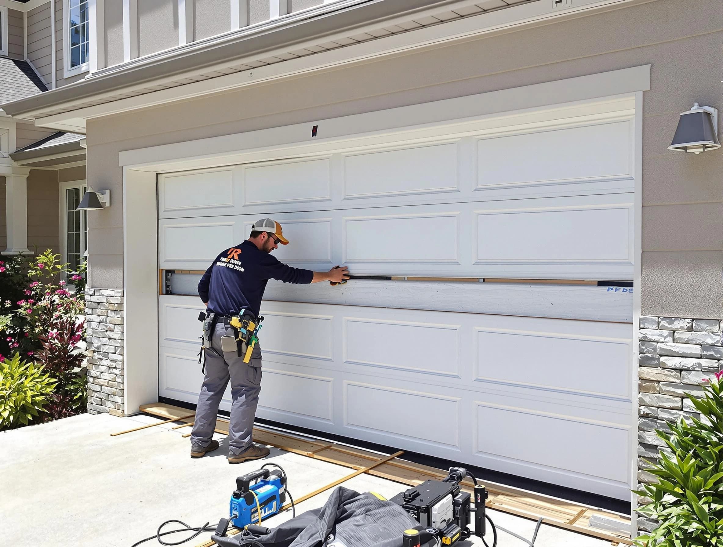Newburyport Garage Door Repair team performing complete garage door replacement at Newburyport residence