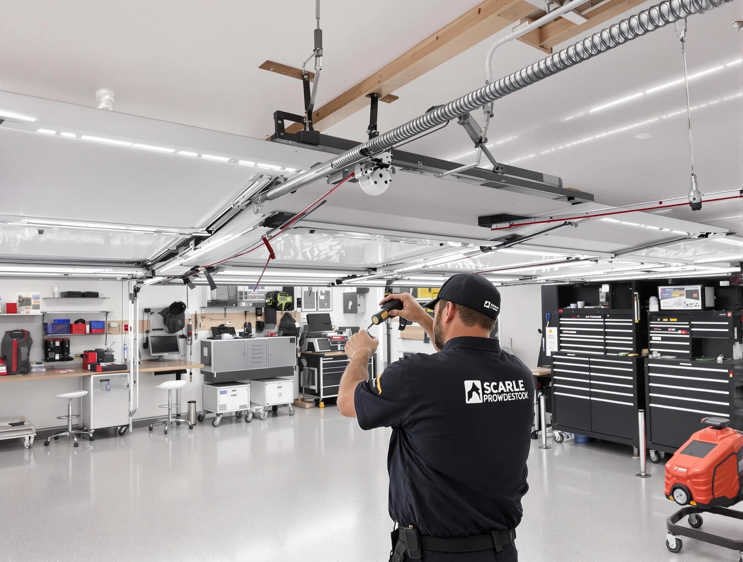 Newburyport Garage Door Repair technician repairing overhead garage door in Newburyport