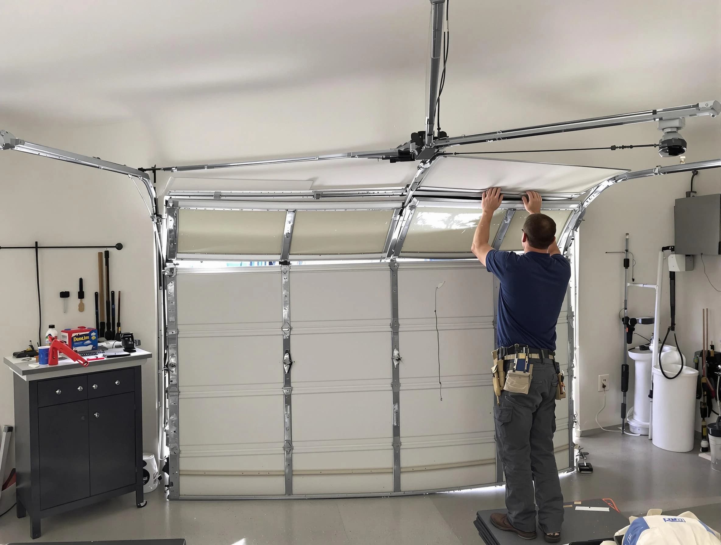 Newburyport Garage Door Repair specialist performing precise section replacement on Newburyport garage door